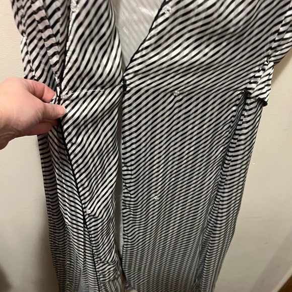 Deborah Lyons Ashley Midi Dress Black striped Wrap Sleeveless V-neckline Size 14 - Picture 5 of 10